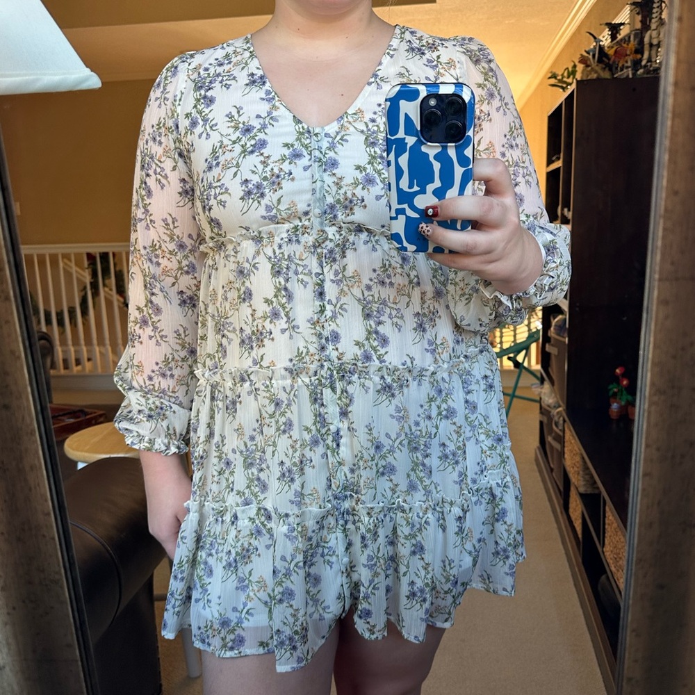 sheer long sleeve floral dress - allison & kelly!
